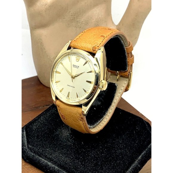 Rolex Oyster Precision Men's Watch Vintage Swiss Hand Wind 14k Gold Case - Picture 2 of 13